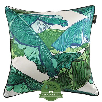 Green Plantation Leaf Throw Cushion